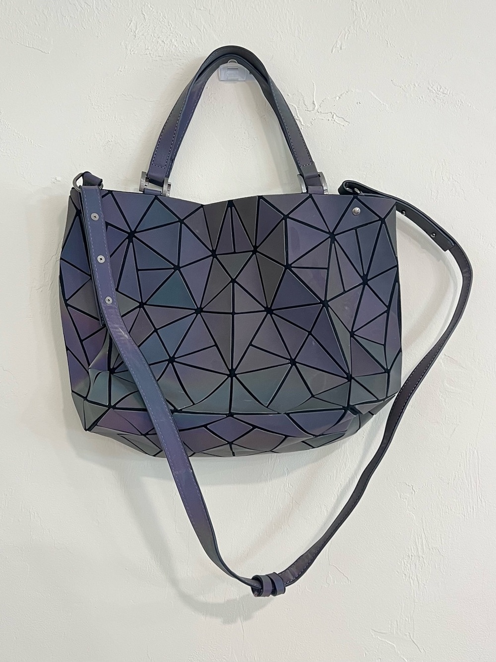 Lovevook Geometric Tote Bag Purple Iridescent Holographic Shoulder Crossbody